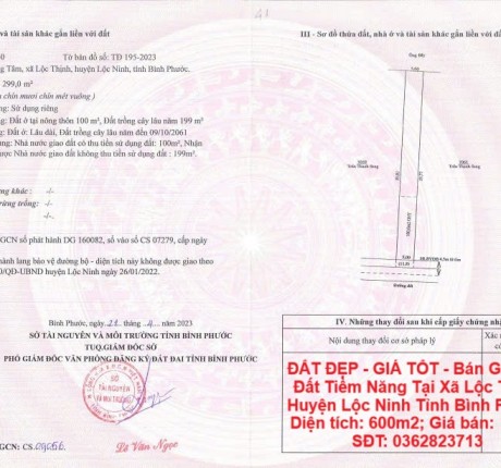 ĐẤT ĐẸP - GIÁ TỐT - Bán GẤP Lô Đất Tiềm Năng Tại Xã Lộc Thịnh Huyện Lộc Ninh Tỉnh Bình Phước