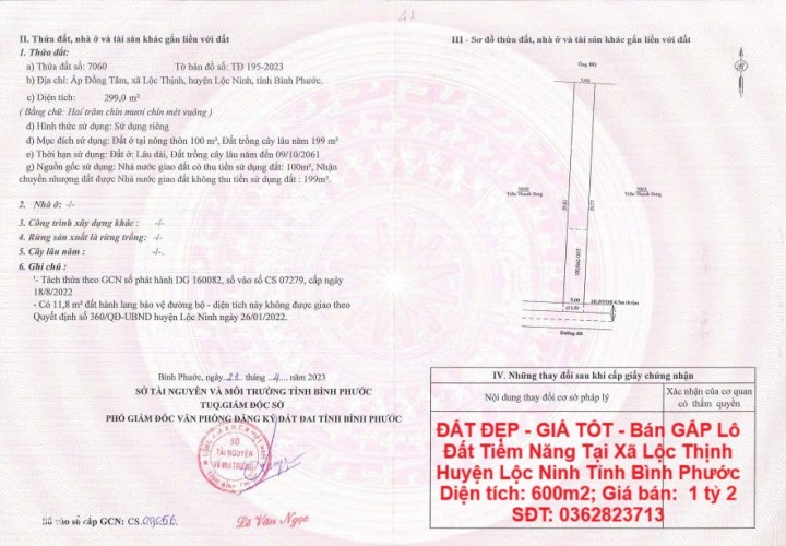 ĐẤT ĐẸP - GIÁ TỐT - Bán GẤP Lô Đất Tiềm Năng Tại Xã Lộc Thịnh Huyện Lộc Ninh Tỉnh Bình Phước