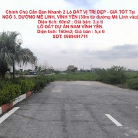 Chính Chủ Cần Bán Nhanh 2 Lô ĐẤT VỊ TRÍ ĐẸP - GIÁ TỐT Tại Vĩnh Yên, Vĩnh Phúc