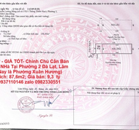 NHÀ ĐẸP - GIÁ TỐT- Chính Chủ Cần Bán Gấp Căn NHà Tại Phường 2 Đà Lạt, Lâm Đồng