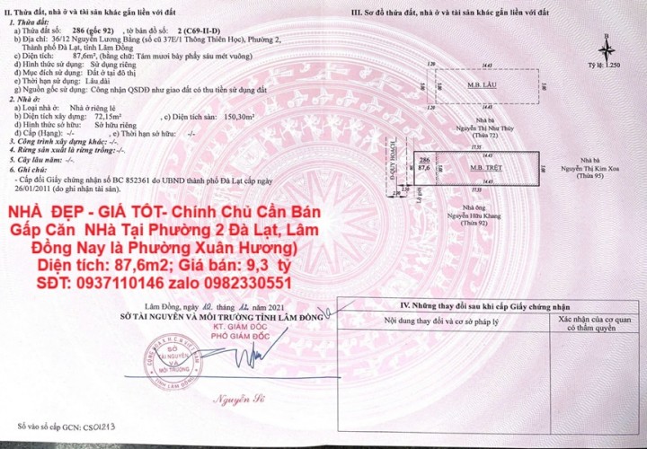 NHÀ  ĐẸP - GIÁ TỐT- Chính Chủ Cần Bán Gấp Căn  NHà Tại Phường 2 Đà Lạt, Lâm Đồng