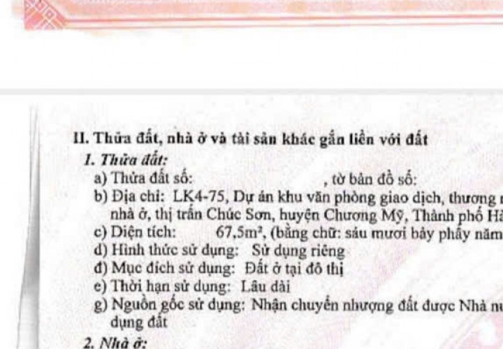 VỊ TRÍ ĐẸP - GIÁ TỐT - Chính Chủ Bán Nhà lk4 KĐT Lộc Ninh phường Chương Mỹ, Hà Nội