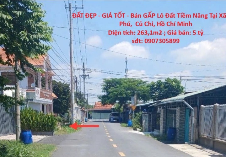 ĐẤT ĐẸP - GIÁ TỐT - Bán GẤP Lô Đất Tiềm Năng Tại Xã Hòa Phú,  Củ Chi, Hồ Chí Minh