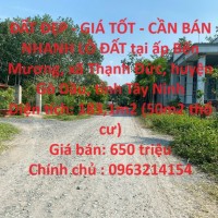 ĐẤT ĐẸP - GIÁ TỐT - CẦN BÁN NHANH LÔ ĐẤT tại Huyện Gò Dầu, Tỉnh Tây Ninh