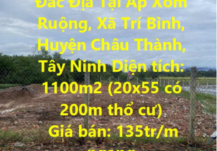 ĐẤT ĐẸP - GIÁ TỐT - Cần Bán Lô Đất Vị Trí Đắc Địa Tại Huyện Châu Thành, Tây Ninh