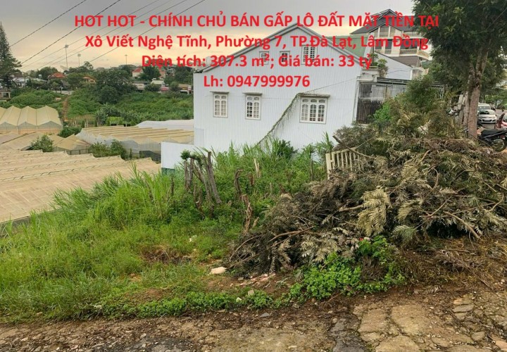 HOT HOT - CHÍNH CHỦ BÁN GẤP LÔ ĐẤT MẶT TIỀN TẠI Xô Viết Nghệ Tĩnh, Phường 7, TP.Đà Lạt, Lâm Đồng