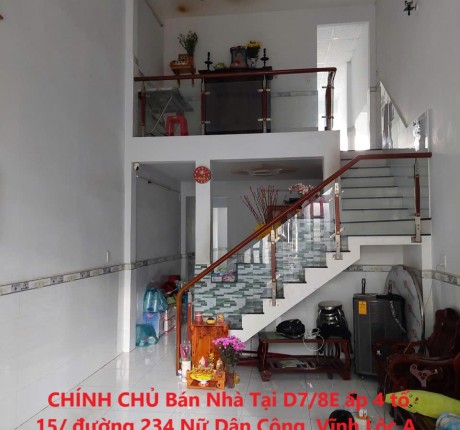 CHÍNH CHỦ Bán Nhà Tại D7/8E ấp 4 tổ 15/ đường 234 Nữ Dân Công, Vĩnh Lộc A, Bình Chánh, HCM