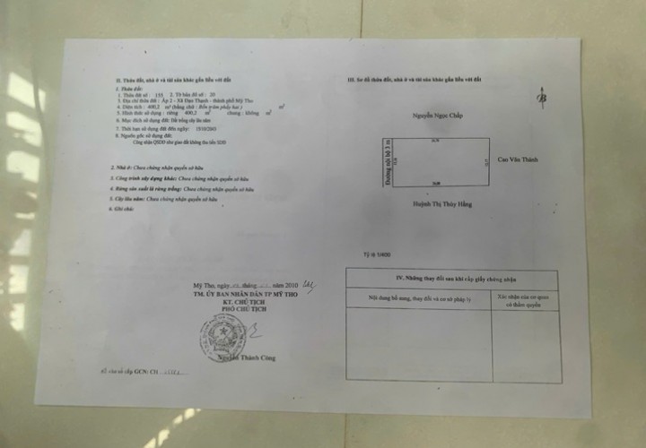 ĐẤT ĐẸP – GIÁ ĐẦU TƯ  - CẦN BÁN LÔ ĐẤT MẶT ĐƯỜNG TẠI Xã Đạo Thạnh, Thành phố Mỹ Tho,Tỉnh  Tiền Giang
