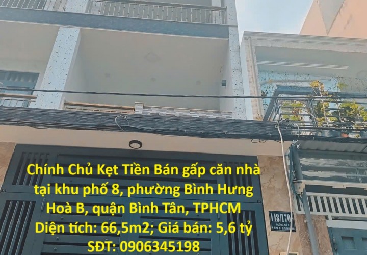 HOT HOT Nhà Đẹp- Giá tốt Chính Chủ Kẹt Tiền Bán gấp căn nhà tại quận Bình Tân, TPHCM