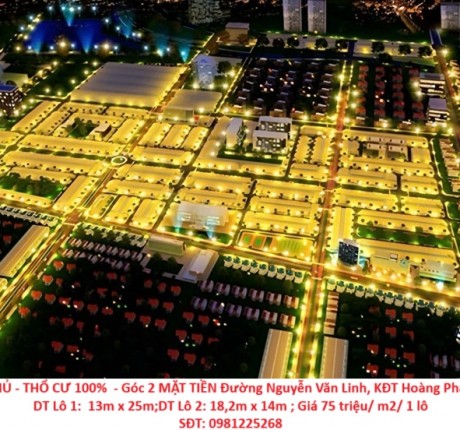 ĐẤT CHÍNH CHỦ - THỔ CƯ 100% - Góc 2 MẶT TIỀN Đường Nguyễn Văn Linh, KĐT Hoàng Phát, TP Bạc Liêu
