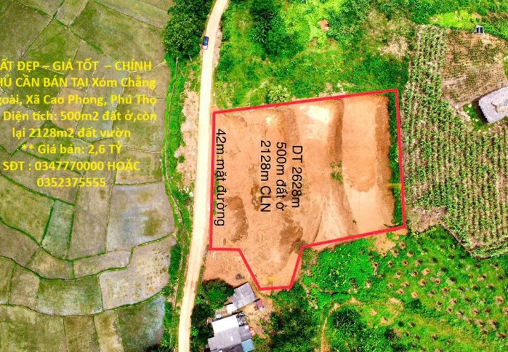 ĐẤT ĐẸP – GIÁ TỐT  – CHÍNH CHỦ CẦN BÁN TẠI Xóm Chằng Ngoài, Xã Cao Phong, Phú Thọ