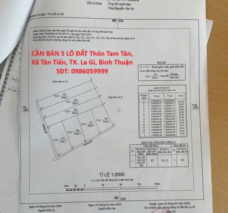CHÍNH CHỦ CẦN BÁN 5 LÔ ĐẤT Thôn Tam Tân, Xã Tân Tiến, TX. La Gi, Bình Thuận - GIÁ SIÊU TỐT