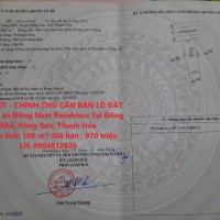 HOT HOT - CHÍNH CHỦ CẦN BÁN LÔ ĐẤT ĐẸP Dự án Đồng Nam Residence Tại Đông Khê, Đông Sơn, Thanh Hóa