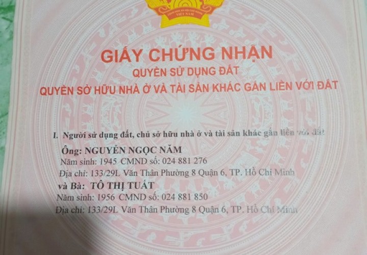 NHÀ Đẹp - Giá Tốt - Chính Chủ Cần Bán nhanh căn nhà vị trí tại Quận 6, Tp Hồ Chí Minh