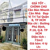 GIÁ TỐT - CHÍNH CHỦ Cần Bán Nhanh Căn Nhà   Đẹp Vị Trí Tại Quận 8, TP HCM