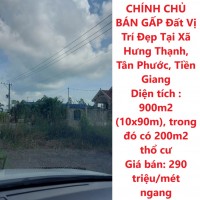 CHÍNH CHỦ BÁN GẤP Đất Vị Trí Đẹp Tại Xã Hưng Thạnh, Tân Phước, Tiền Giang