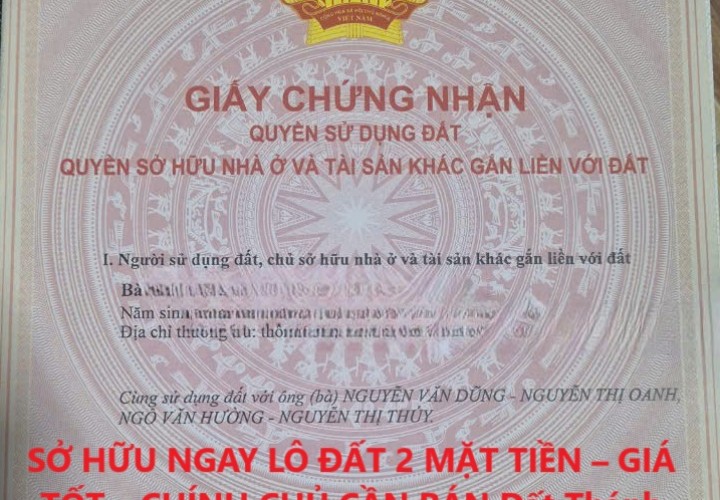 SỞ HỮU NGAY LÔ ĐẤT 2 MẶT TIỀN – GIÁ TỐT – CHÍNH CHỦ CẦN BÁN Đất Thánh Mẫu, Đà Lạt