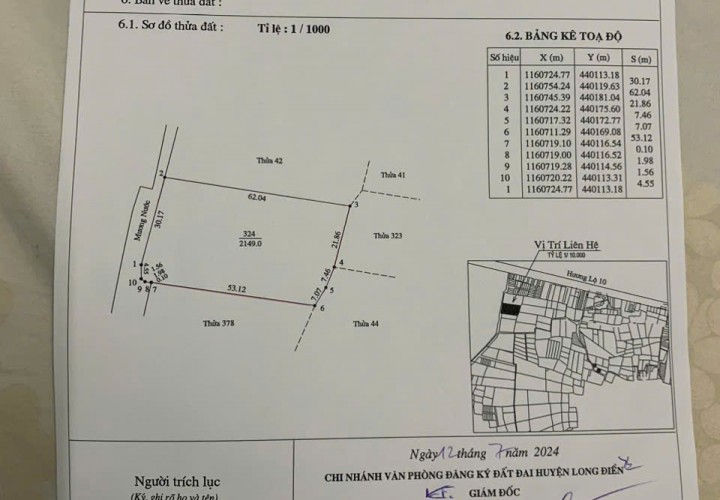 CHÍNH CHỦ Cần Bán Lô Đất Ruộng Tại TT Long Điền, H. Long Điền, Bà Rịa - Vũng Tàu