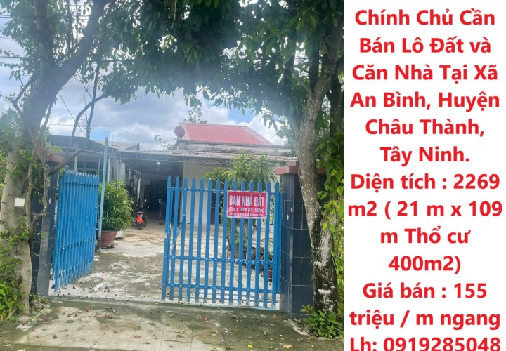 Chính Chủ Cần Bán Lô Đất và Căn Nhà Tại Xã An Bình, Huyện Châu Thành, Tây Ninh.