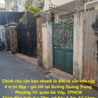 Chính chủ cần bán nhanh lô đất có sẵn nhà cấp 4 vị trí đẹp – giá tốt tại quận Gò Vấp, TPHCM