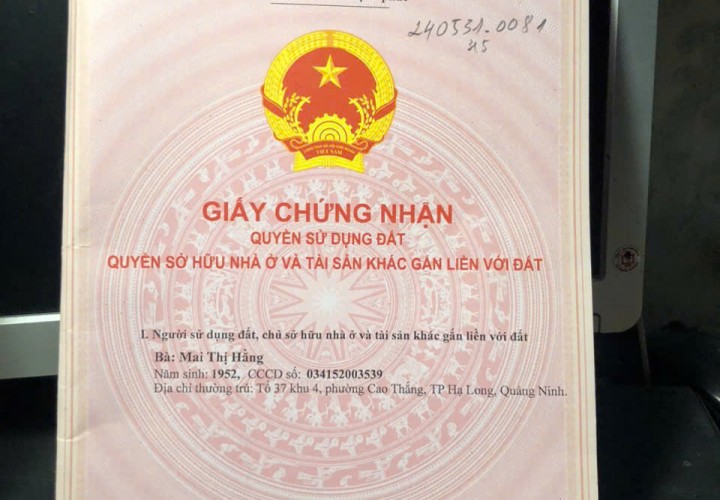 Chính Chủ Cần Bán Đất Tại Khu 4, Phường Cao Thắng, TP Hạ Long, Tỉnh Quảng Ninh.