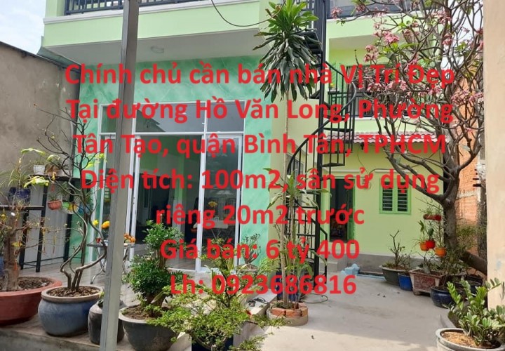 Chính chủ cần bán nhà Vị Trí Đẹp Tại quận Bình Tân, TPHCM