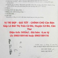 VỊ TRÍ ĐẸP - GIÁ TỐT - CHÍNH CHỦ Cần Bán Gấp Lô Đất Thị Trấn Cờ Đỏ, Huyện Cờ Đỏ, Cần Thơ