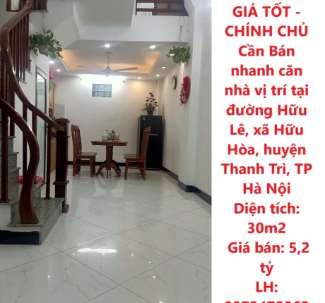 NHÀ ĐẸP - GIÁ TỐT - CHÍNH CHỦ Cần Bán nhanh căn nhà vị trí tại huyện Thanh Trì, TP Hà Nội