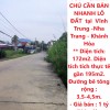 ĐẤT ĐẸP – GIÁ TỐT -  CHÍNH CHỦ CẦN BÁN NHANH LÔ ĐẤT  tại  Vĩnh Trung -Nha Trang - Khánh Hòa