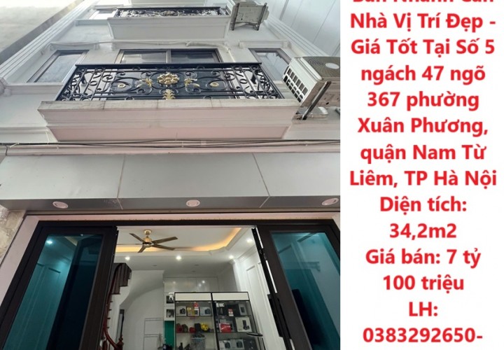 Chính Chủ Cần Bán Nhanh Căn Nhà Vị Trí Đẹp - Giá Tốt Tại quận Nam Từ Liêm, TP Hà Nội