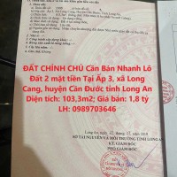 ĐẤT CHÍNH CHỦ Cần Bán Nhanh Lô Đất 2 mặt tiền Tại huyện Cần Đước tỉnh Long An