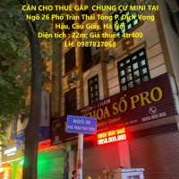 CẦN CHO THUÊ GẤP  CHUNG CƯ MINI TẠI Ngõ 26 Phố Trần Thái Tông P. Dịch Vọng Hậu, Cầu Giấy, Hà Nội