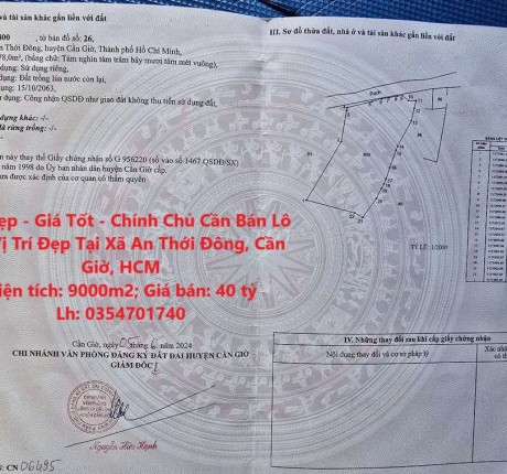 Đất Đẹp - Giá Tốt - Chính Chủ Cần Bán Lô Đất Vị Trí Đẹp Tại Xã An Thới Đông, Cần Giờ, HCM