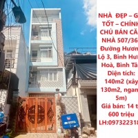 NHÀ  ĐẸP – GIÁ TỐT – CHÍNH CHỦ BÁN CĂN NHÀ 507/36F Đường Hương Lộ 3, Bình Hưng Hoà, Bình Tân