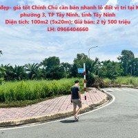 Đất đẹp- giá tốt Chính Chủ cần bán nhanh lô đất vị trí tại KĐT phường 3, TP Tây Ninh, tỉnh Tây Ninh