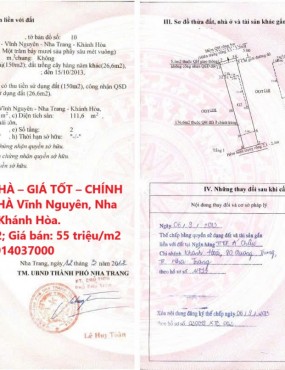 BÁN ĐẤT TẶNG NHÀ – GIÁ TỐT – CHÍNH CHỦ BÁN CĂN NHÀ Vĩnh Nguyên, Nha Trang, Khánh Hòa.