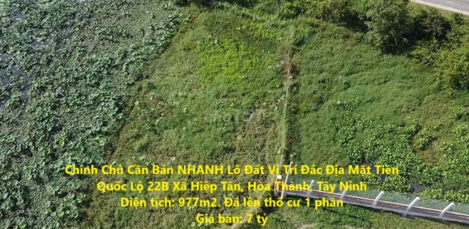 Chính Chủ Cần Bán NHANH Lô Đất Vị Trí Đắc Địa Mặt Tiền Quốc Lộ 22B Xã Hiệp Tân, Hòa Thành, Tây Ninh