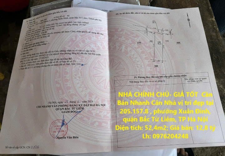 NHÀ CHÍNH CHỦ- GIÁ TỐT  Cần Bán Nhanh Căn Nhà vị trí đẹp tại quận Bắc Từ Liêm, TP Hà Nội