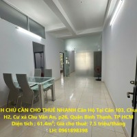 CHÍNH CHỦ CẦN CHO THUÊ NHANH Căn Hộ Chung Cư H2 Tại Quận Bình Thạnh