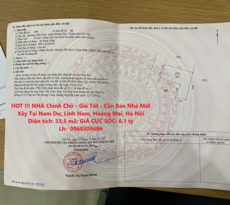 HOT !!! NHÀ Chính Chủ - Giá Tốt - Cần Bán Nhà Mới Xây Tại Nam Dư, Lĩnh Nam, Hoàng Mai, Hà Nội