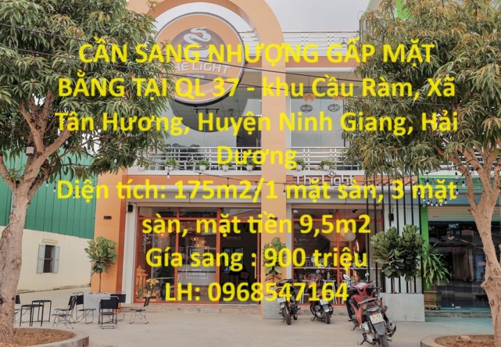 CẦN SANG NHƯỢNG GẤP MẶT BẰNG TẠI QL 37 - khu Cầu Ràm, Xã Tân Hương, Huyện Ninh Giang, Hải Dương