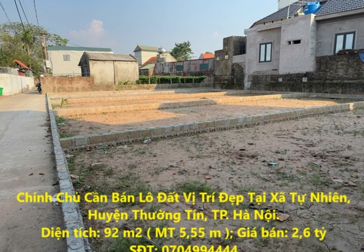 Chính Chủ Cần Bán Lô Đất Vị Trí Đẹp Tại Xã Tự Nhiên, Huyện Thường Tín, TP. Hà Nội.