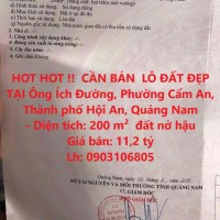 HOT HOT !!  CẦN BÁN  LÔ ĐẤT ĐẸP TẠI Ông Ích Đường, Phường Cẩm An, Thành phố Hội An, Quảng Nam