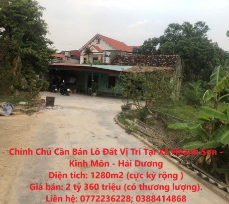Chính Chủ Cần Bán Lô Đất Vị Trí Tại Xã Hoành Sơn - Kinh Môn - Hải Dương