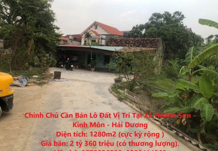 Chính Chủ Cần Bán Lô Đất Vị Trí Tại Xã Hoành Sơn - Kinh Môn - Hải Dương