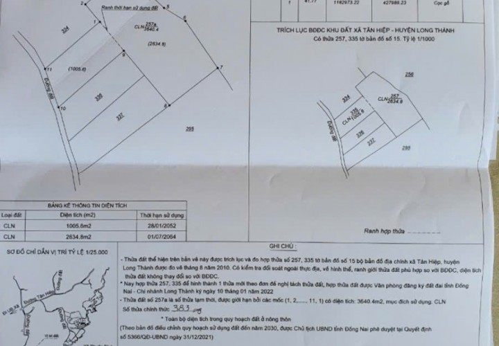 CHÍNH CHỦ Cần Bán Nhanh Đất Tại Xã Tân Hiệp, Huyện Long Thành, Đồng Nai