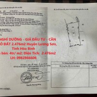 ĐẤT NGHỈ DƯỠNG - GIÁ ĐẦU TƯ - CẦN BÁN LÔ ĐẤT 2.476m2 Huyện Lương Sơn, Tỉnh Hòa Bình