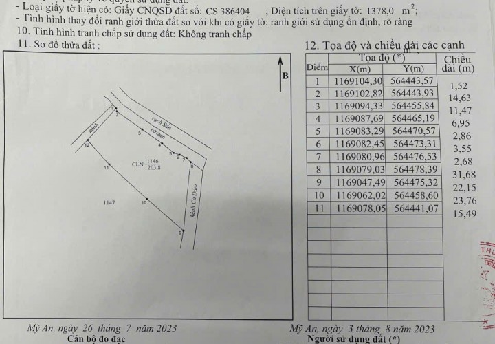 CHÍNH CHỦ Bán Nhanh Lô Đất Đẹp Tại Xã Mỹ An, Huyện Thủ Thừa, Tỉnh Long An