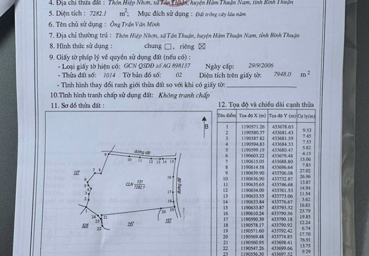 ĐẤT ĐẸP – GIÁ TỐT - CẦN BÁN GẤP Lô Đất Tại Xã Tân Thuận hàm Thuận Nam Bình Thuận