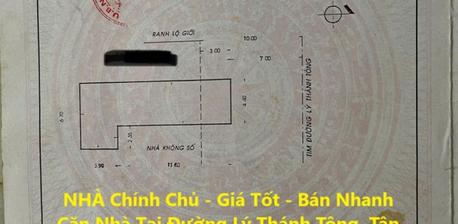 NHÀ Chính Chủ - Giá Tốt - Bán Nhanh Căn Nhà Tại Đường Lý Thánh Tông, Tân Thới Hòa, Tân Phú, HCM